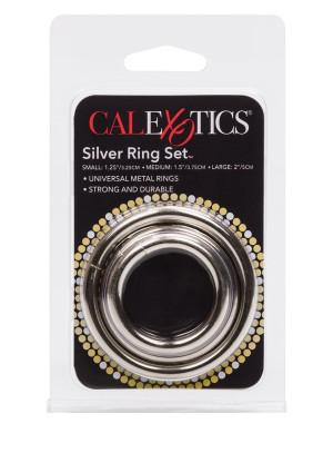 Calexotics SILVER RING 3 PIECE SET - Zestaw metalowych pierścieni erekcyjnych