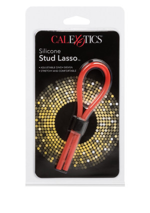Calexotics SILICONE STUD LASSO RED - Regulowany zacisk na penisa, Czerwony