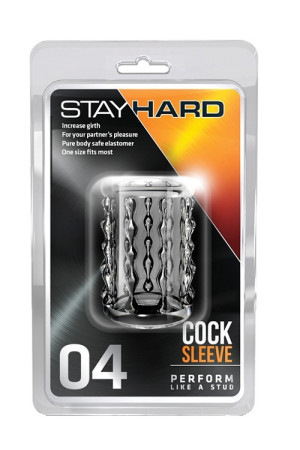 STAY HARD COCK SLEEVE 04 CLEAR - Nakładka na penisa - z wypustkami, Silikonowe