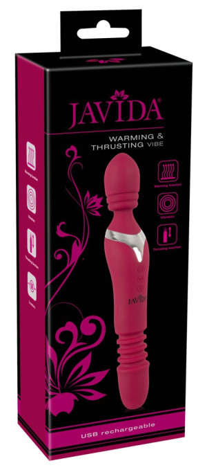 Javida Warming & Thrusting Vib - Wielofunkcyjny masażer Wand, USB Czerwony