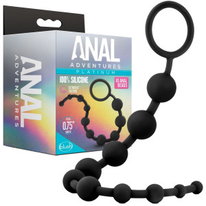 Blush ANAL ADVENTURES PLATINUM ANAL BEADS Koraliki Analne z uchwytem, Czarne Silikonowe