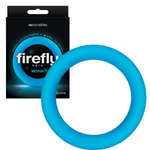 NS Novelties FIREFLY HALO Pierścień uciskowy na penisa, Niebieski Silikonowy