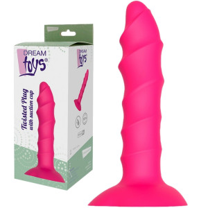 DREAM TOYS TWISTED PLUG WITH SUCTION CUP Dildo z przyssawką, Różowe
