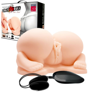 CRAZY BULL- passion lady Masturbator Realistyczny z wibracjami - pochwa i anal, Cielisty TPR