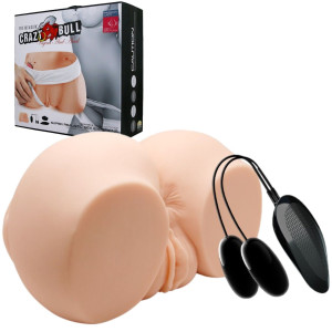CRAZY BULL- Vagina and anal Realistyczny Masturbator - pochwa i anal - z wibracjami, Cielisty TPR