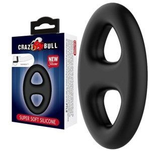 CRAZY BULL - Pierścień uciskowy na penisa, Czarny Silikonowy