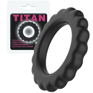 BAILE - TiTAN RING Pierścień uciskowy na penisa, Czarny Silikonowy