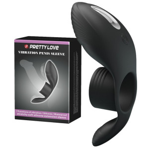PRETTY LOVE - Vibration Penis Sleeve Pierścień wibracyjny na penisa, USB Czarny