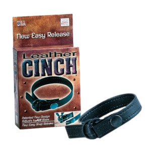 Calexotics THE LEATHER CINCH Skórzany pierścień na penisa, Czarny Skórzany