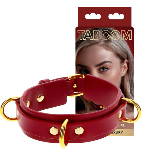 Obroża z ringiem D-Ring Collar Deluxe - Czerwona - wegańska - Taboom