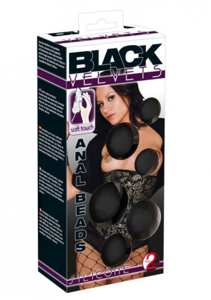 You2Toys Anal Beads - koraliki analne z uchwytem na palec, Czarne