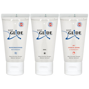 Just Glide 3x200ml zestaw żeli na bazie wody nawilżających, analnych i zapachowych