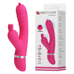 PRETTY LOVE - PHOENIX Wibrator z króliczkiem z funkcją stymulacji ciśnieniowej, Różowy