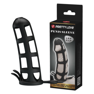 PRETTY LOVE - PENIS SLEEVE, Nakładka na penisa, Czarna Silikonowa