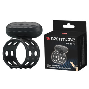 PRETTY LOVE - OSBORN Pierścień uciskowy na penisa z wibracjami, Czarny