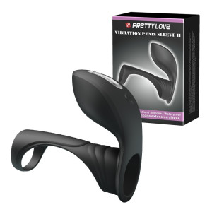 PRETTY LOVE -VIBRATION PENIS SLEEVE II Wibrująca nakładka na penisa, USB Czarna