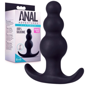 Blush ANAL ADVENTURES PLATINYM BEADED Dyskretny korek analny - progresywny, Czarny Silikonowy