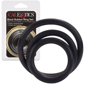 Calexotics RUBBER RING BLACK SET Zestaw pierścieni uciskowych na penisa, Czarne Gumowe