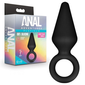 Blush ANAL ADVENTURES LOOP PLUG - SMALL Korek Analny z uchwytem na palec, Czarny Silikonowy