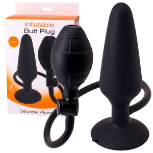 Seven Creations Inflatable Butt Plug L Pompowany korek analny z przyssawką, Czarny
