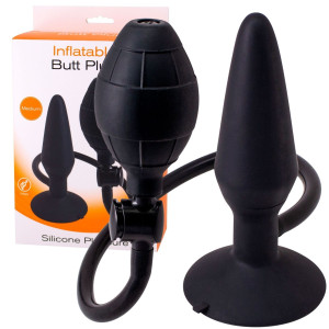 Seven Creations Inflatable Butt Plug M Pompowany korek analny, Czarny