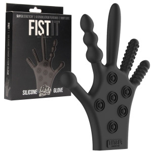 Shots Silicone Stimulation Glove - Silikonowa rękawiczka do zabaw analnych, Czarna
