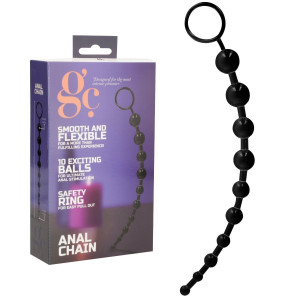 Shots Anal Chain - Progresywne koraliki analne z uchwytem, Czarne TPE