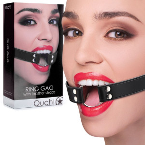 Knebel rozwierający usta - Ring Gag - Czarny - Ouch!