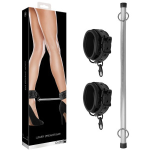 Shots Luxury Spreader Bar - Kajdanki na nogi z rozpórką, Czarne