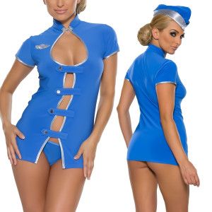 Kostium erotyczny stewardessy niebieski model 6516 Roxana