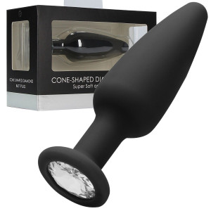 Shots Cone-Shaped - Klasyczny korek analny z diamencikiem, Czarny Silikonowy