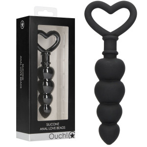 Shots Anal Love Beads - Progresywny korek analny z uchwytem, Czarny