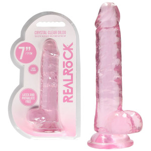 Shots 7" / 18 cm Realistyczne dildo z jądrami i przyssawką, Różowe TPE