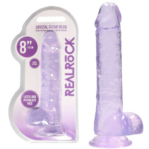 8" / 20 cm Realistic Dildo With Balls - Realistyczne dildo z jądrami i przyssawką, Fioletowe TPE