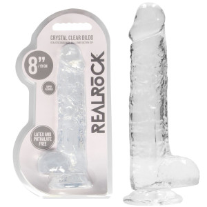 Shots 8" / 20 cm Realistic Dildo With Balls - Realistyczne dildo z jądrami i przyssawką, Przezroczyste TPE