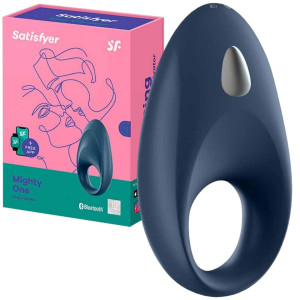 Satisfyer Ring - Mighty One Black - Pierścień erekcyjny sterowany aplikacją, USB