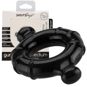 Shots Gummy Ring - Medium - Pierścień uciskowy na penisa, Czarny TPE