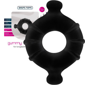 Shots Gummy Ring - Large - Pierścień erekcyjny na penisa, Czarny TPE