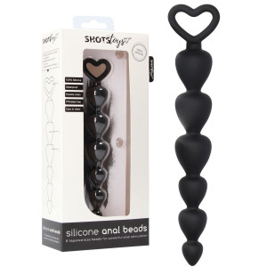 Shots Silicone Anal Beads - Progresywna sonda analna z uchwytem, Czarna Silikonowa