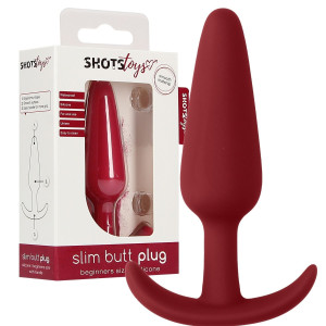 Shots Slim Butt Plug - Dyskretny korek analny, Czerwony Silikonowy