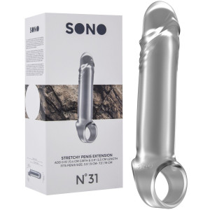 Shots No.31 - Stretchy Penis Extension - Nakładka na penisa z opaską, Przezroczysta