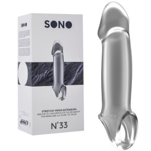 Shots No.33 - Stretchy Penis Extension - Nakładka na penisa z opaską, Przezroczysta