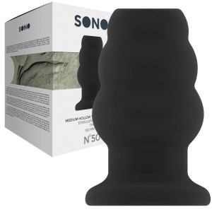 Shots No.50 - Medium Hollow Tunnel Butt Plug - 4 Inch - Korek analny z tunelem, Czarny