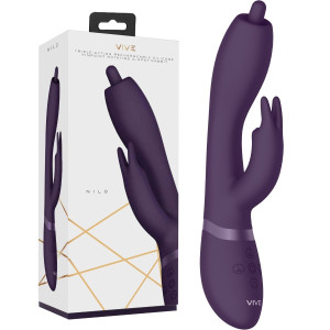 Shots Nilo - Pinpoint Rotating G-spot Rabbit - Wibrator z króliczkiem z funkcją rotacji, USB Fioletowy