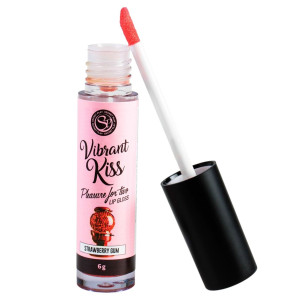 Błyszczyk smakowy do seksu oralnego - LIP GLOSS VIBRANT KISS - STRAWBERRY GUM - Secret Play-