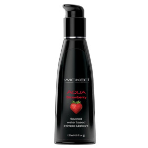 Lubrykant na bazie wody - AQUA STRAWBERRY FLAVORED 120 ML - o smaku truskawki - WICKED