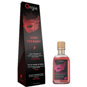 Zestaw do masażu - LIPS MASSAGE  - 100 ML - aromat truskawkowy - Orgie
