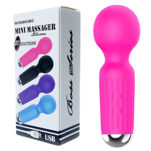 Boss Series Mini masażer Wand, USB Różowy Silikonowy