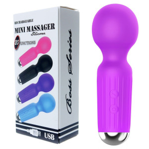 Boss Series Mini masażer Wand, USB Fioletowy Silikonowy