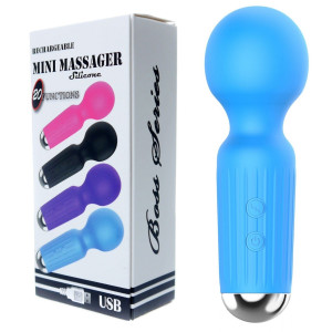 Boss Series Mini masażer Wand, USB Niebieski Silikonowy